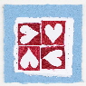 Four hearts blue valentine card