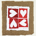 Four hearts brown valentines card